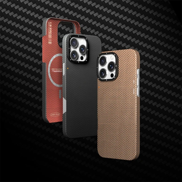 Apple iPhone 16 Pro Max Kılıf M-safe Şarj Özellikli Aramid Fiber Youngkit 1500D Kevlar Extreme Wing Serisi Kapak - Resim 5