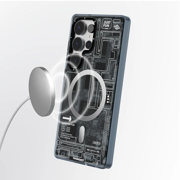 Galaxy S25 Ultra Kılıf M-safe Şarj Özellikli YoungKit Technology Serisi Kapak - 9