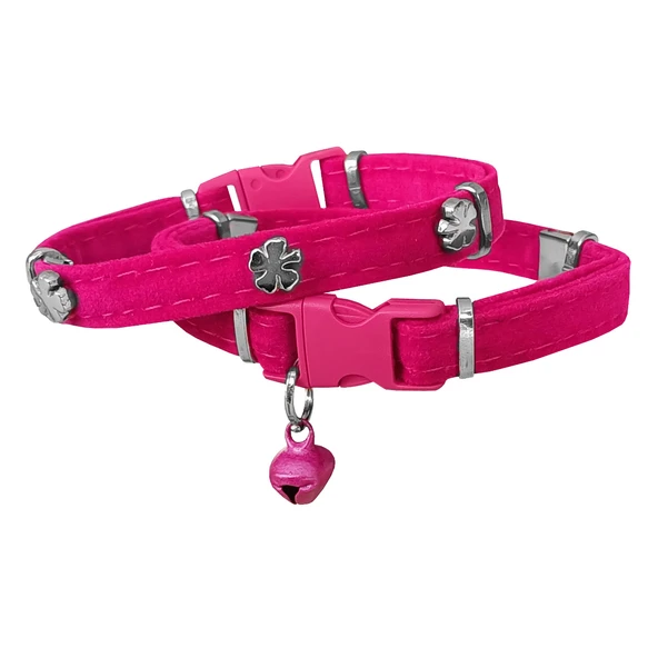 Markapet Kadife Kedi Boyun Tasması Yoncalı 20-32 cm Pembe ürün görseli