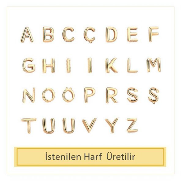 14k Altın Çift Sıra Zincir Harf Kolye - Resim 3