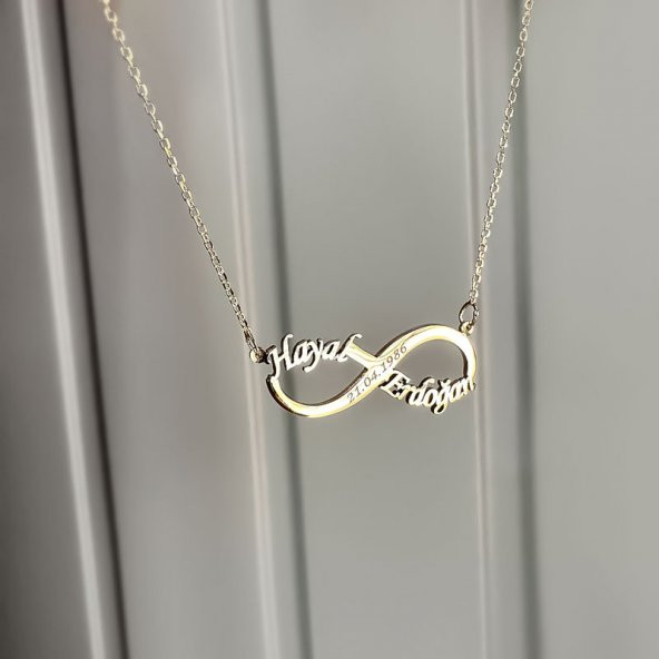 14k Altın İsimli Sonsuzluk Kolye - Resim 3