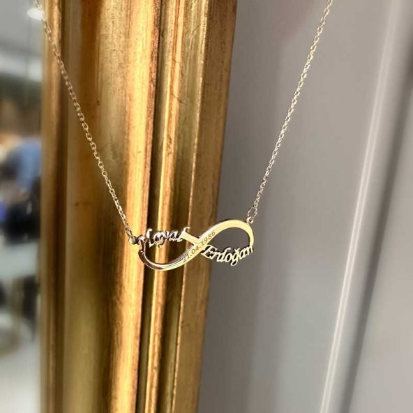 14k Altın İsimli Sonsuzluk Kolye - Resim 4