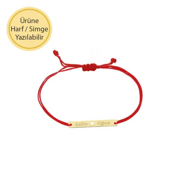 İp Örgü 14k Altın Kalpli Çubuk Bileklik ürün görseli