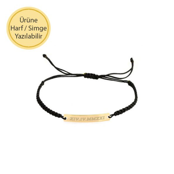 İp Örgü 14k Altın Plaka Bar Bileklik ürün görseli