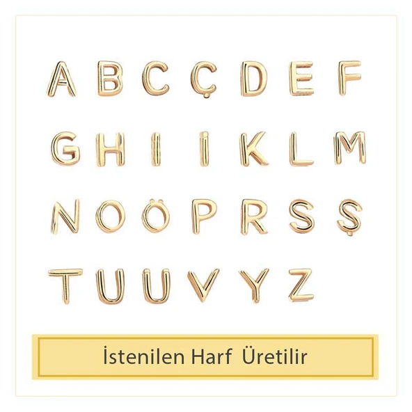 14k Altın Çift Sıra Zincir Harf Kolye - Resim 6