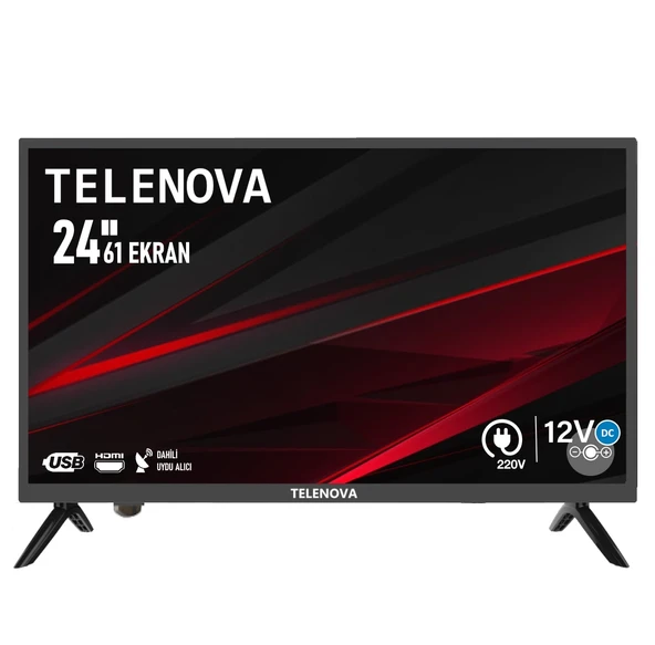 TELENOVA 24RS5001 24" 60 EKRAN DAHİLİ UYDU ALICILI HD LED TV (12V GİRİŞLİ)