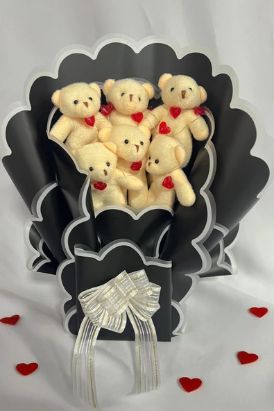 Sevgiliye Özel Kalp Led Işıklı Romantik Peluş Ayıcık Buketi - 4