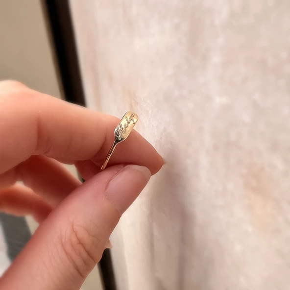 14k Altın Plaka Bar Minimal Yüzük - Resim 6