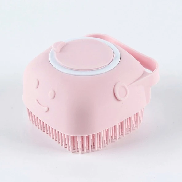 Markapet Şampuan Hazneli Kedi Köpek Silikon Duş Fırçası 11 cm Pembe ürün görseli 1