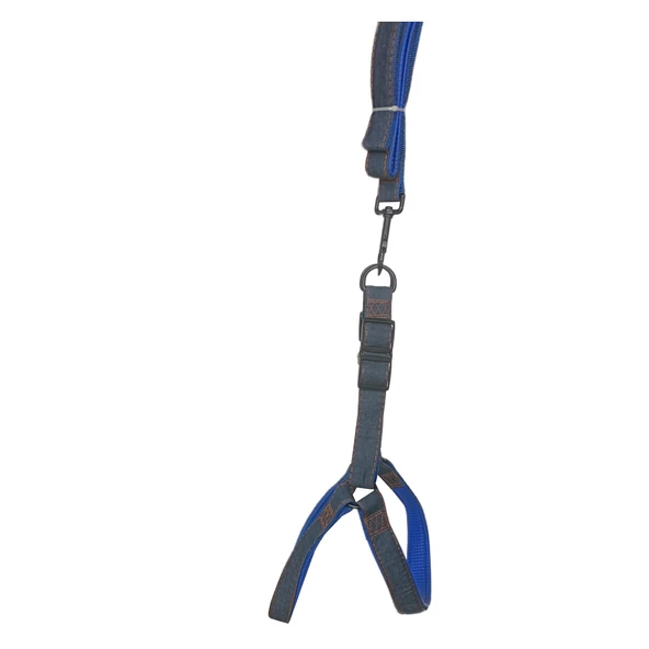 Köpek Göğüs Tasma Seti Dokuma 3.5 cm*70-90 cm Mavi Kot - Resim 3