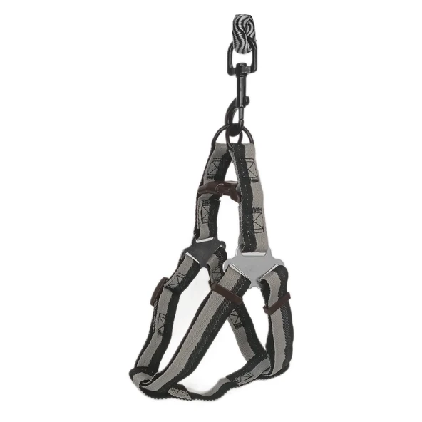 Köpek Göğüs Tasma Seti Dalga Desenli 1.5 cm*35-48 cm Siyah-Beyaz - Resim 6