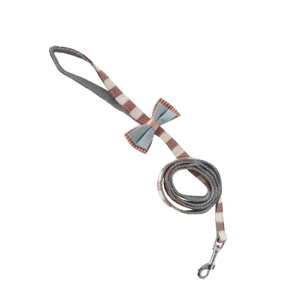 Köpek Göğüs Tasma Seti Ekose Desenli Papyonlu 1.5 cm*35-48 cm Kırmızı - Resim 6