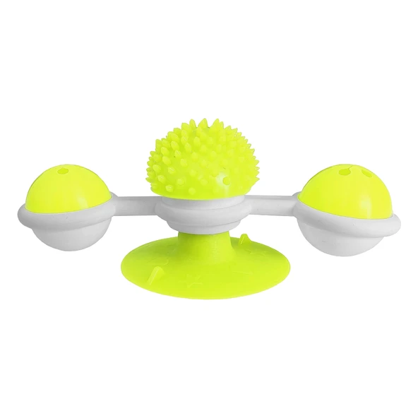 Markapet Vantuzlu Fırıldak Toplu Dönen Kedi Oyuncağı 8 cm-18 cm Sarı - 2