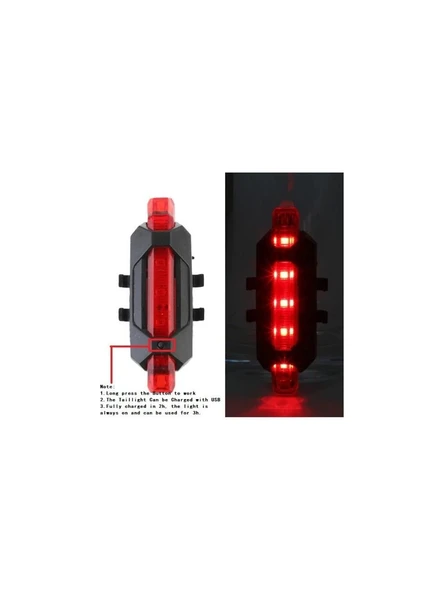 Forte Gt Bisiklet Işığı USB Şarjlı LED Ön Arka Set Xbyc 6116 - 3
