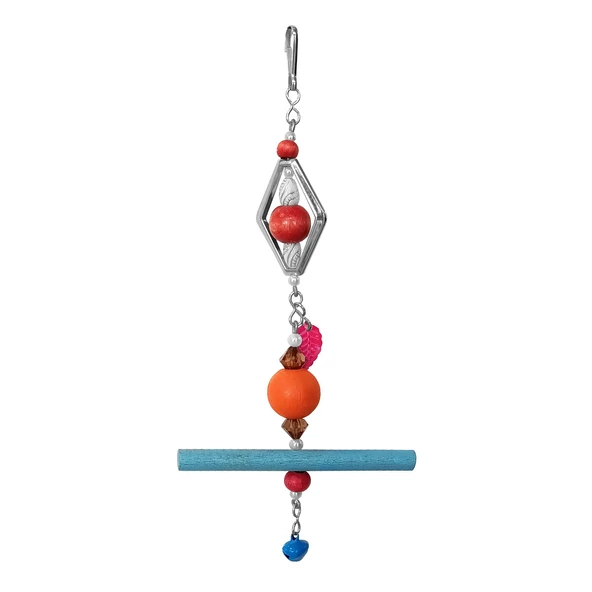 Askılı Çokgen Boncuklu Ve Tünekli Kuş Oyuncağı 10-20 cm ürün görseli