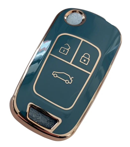 Opel Astra J Insignia Chevrolet Cruze Uyumlu Nano Kumanda Anahtar Kılıfı Oto Anahtarlık Gri Gold - 2