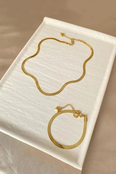 Kadın Kolye ve Bileklik 316 L Çelik Vip Seri Antialerjik Kararmaz İtalyan Zincir Kolye ( 60cm +7 cm uzatma ) ve Bileklik Seti( 16 +7 cm uzatma ) - 2