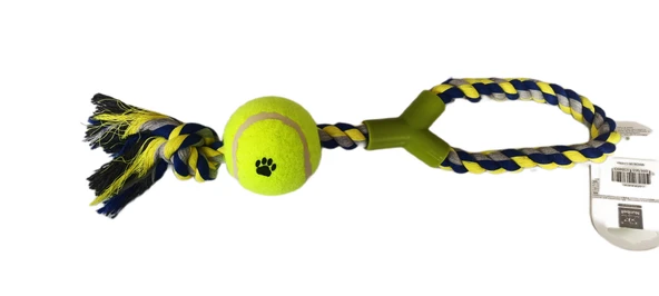 Düğümlü Y Şekilli Tenis Toplu Köpek Oyuncağı 7-37 cm Mavi - 3