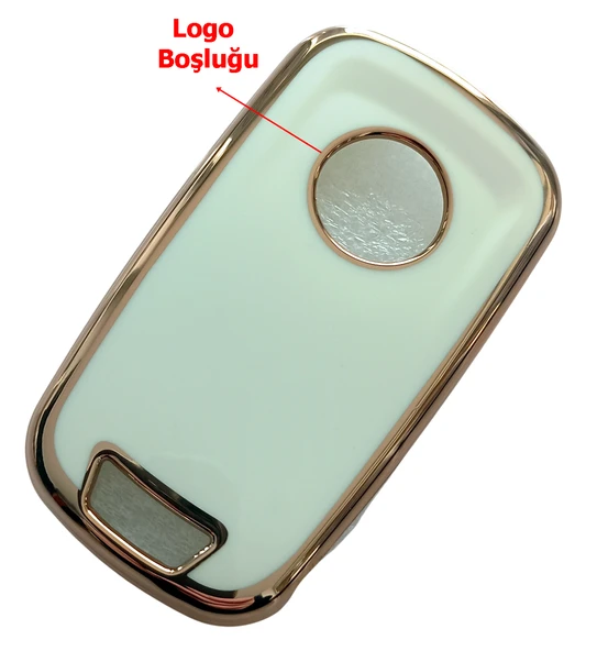 Opel Astra J Insignia Chevrolet Cruze Uyumlu Nano Kumanda Anahtar Kılıfı Oto Anahtarlık Beyaz Gold - Resim 3