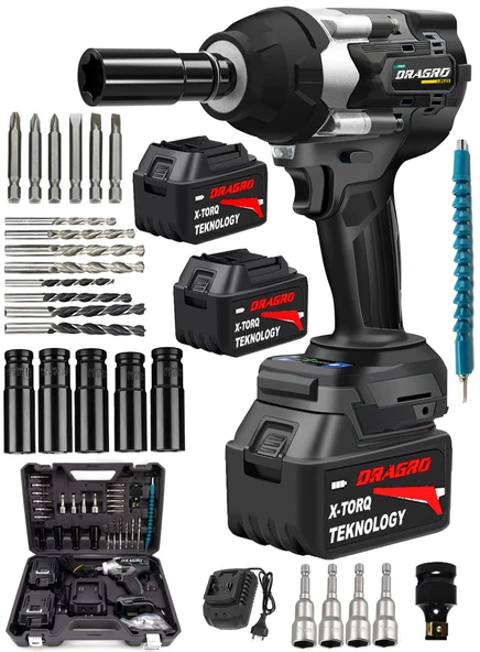 Dragro Alman Brushless 1000 Nm Kademeli Yüksek Torklu Somun Bijon Sökme  Akülü Vidalama Kömürsüz Motor