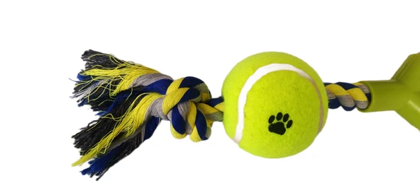 Düğümlü Y Şekilli Tenis Toplu Köpek Oyuncağı 7-37 cm Mavi - 2