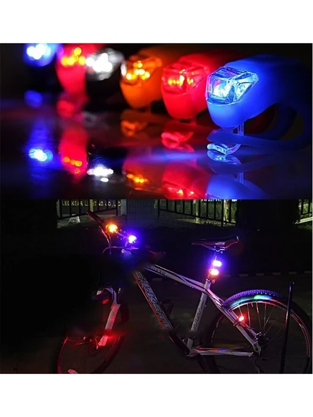 Larimar Silikon LED Bisiklet Lambası 2'li Fener Ön ve Arka Stop Işık Aydınlatma Seti - Silikon Kurbağa Başı - 5