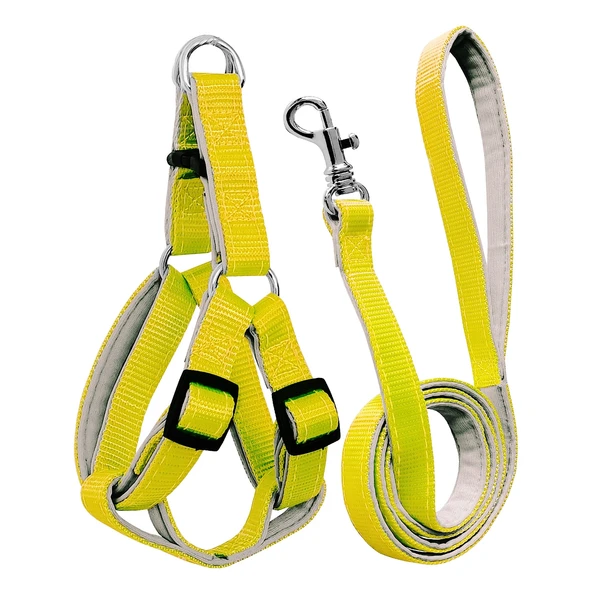 Gezdirme Kayışlı Dokuma Köpek Göğüs Tasma Seti 40*60-110 cm Sarı ürün görseli