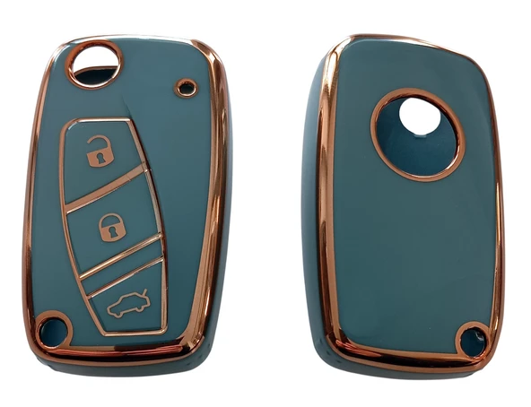 Linea Fiorino Nemo Bipper Uyumlu Nano Silikon Kumanda Anahtar Kılıfı Oto Anahtarlık Gri Gold - Resim 4