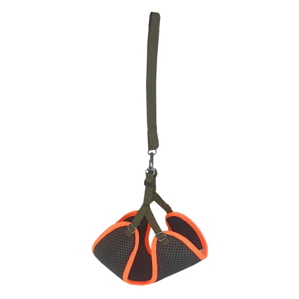Kedi Köpek Havalı Göğüs Tasma Seti Large 38-45 cm + 130 cm Haki Turuncu - 4
