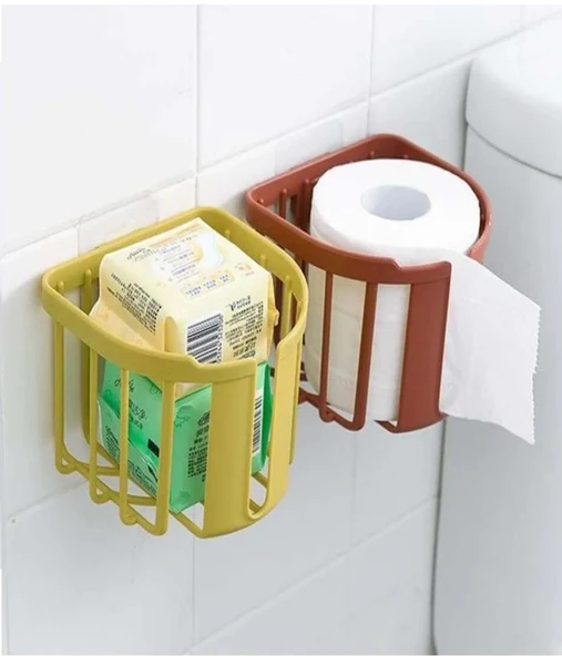 TİNEKE  WC Kağıdı İçin Pratik Kolay Monte Edilebilen Yapışkanlı Çok Fonksiyonlu  Banyo Organizeri