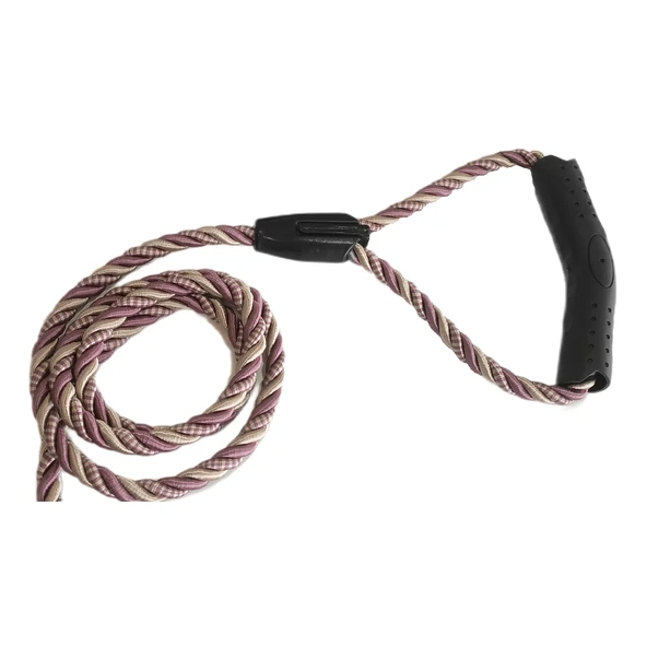 Üçlü Sarmallı Köpek Gezdirme Halatı 1 cm-120 cm Lila Krem - 5