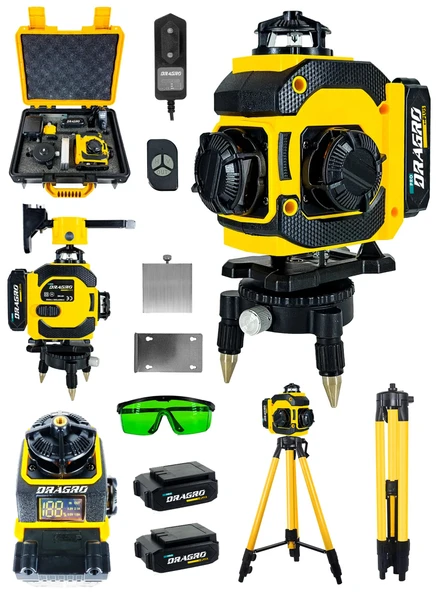 Dragro Pro 16 Köşe Yeşil Lazer Hizalama Terazi 360° Mıknatıslı Çantalı Otomatik Hizalama Metre