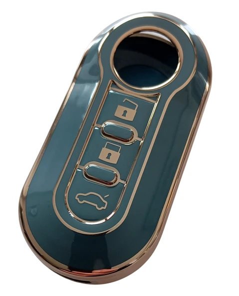 Doblo Ducato Boxer Jumper Uyumlu Nano Silikon Kumanda Anahtar Kılıfı Oto Anahtarlık Gri Gold - Resim 2