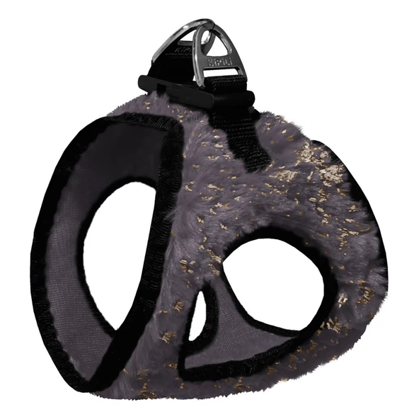 Üç Kilitli Simli Peluş Kedi Köpek Göğüs Tasması 20-24 cm XXX-Small Gri ürün görseli