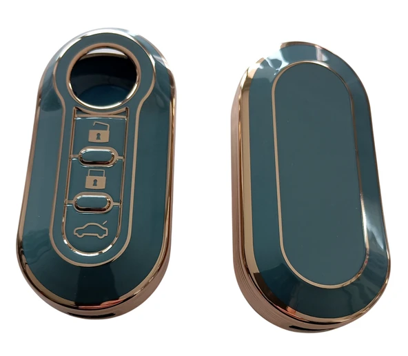 Doblo Ducato Boxer Jumper Uyumlu Nano Silikon Kumanda Anahtar Kılıfı Oto Anahtarlık Gri Gold - Resim 4