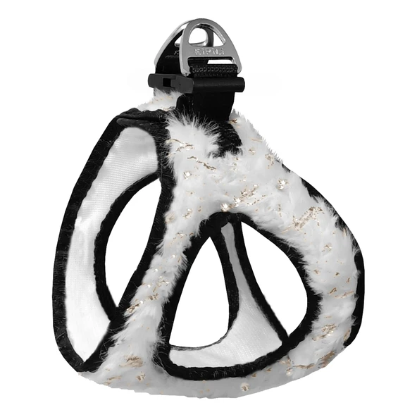 Üç Kilitli Simli Peluş Kedi Köpek Göğüs Tasması 20-24 cm XXX-Small Beyaz ürün görseli