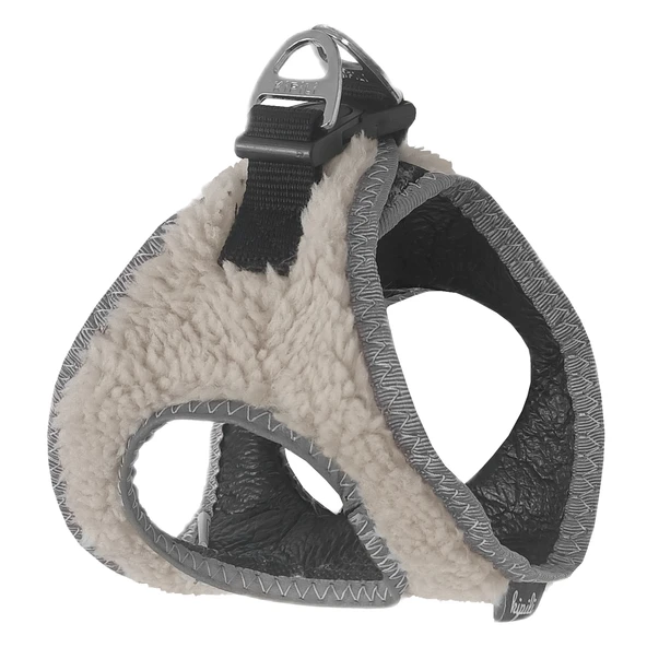 Üç Kilitli Kürklü Kedi Köpek Göğüs Tasması 20-24 cm XXX-Small Krem - Resim 2