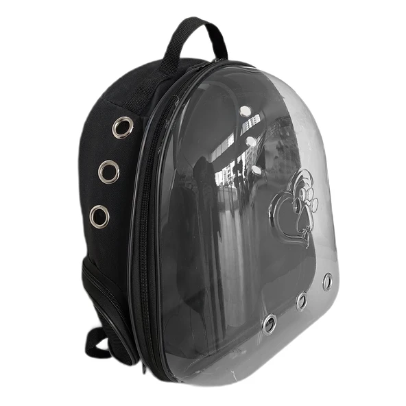 Kalpli Patili Astronot Şeffaf Taşıma Sırt Çantası Siyah 24x32x42 cm - 3