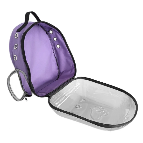 Kalpli Patili Astronot Şeffaf Taşıma Sırt Çantası Lila 24x32x42 cm - 7