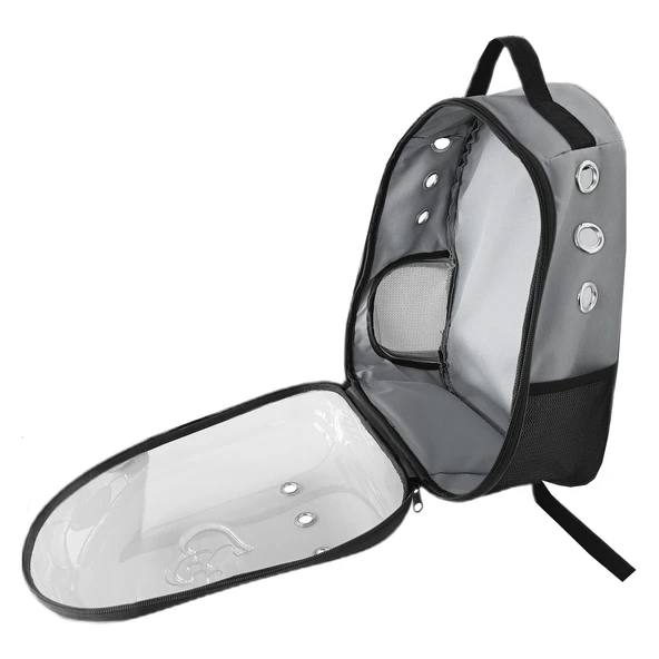 Kalpli Patili Astronot Şeffaf Taşıma Sırt Çantası Gri 24x32x42 cm - 2