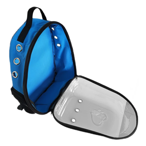 Kalpli Patili Astronot Şeffaf Taşıma Sırt Çantası Mavi 24x32x42 cm - 9