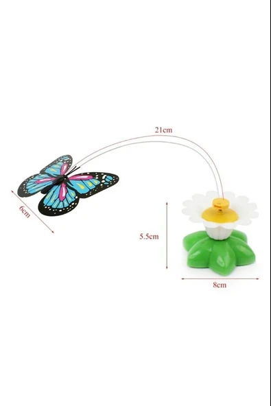 Markapet Hareketli Pilli Dönen Kelebek Kedi Oyuncağı 6 cm - 8