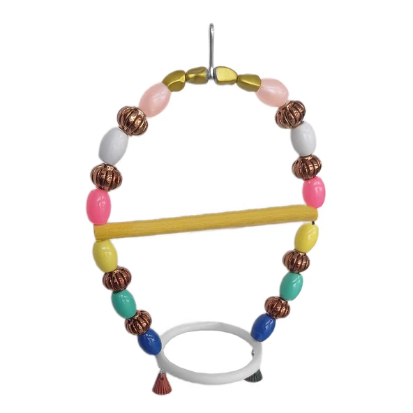 Markapet Renkli Boncuklu Oval Halkalı Papağan Salıncağı 15 cm-23 cm - Resim 9