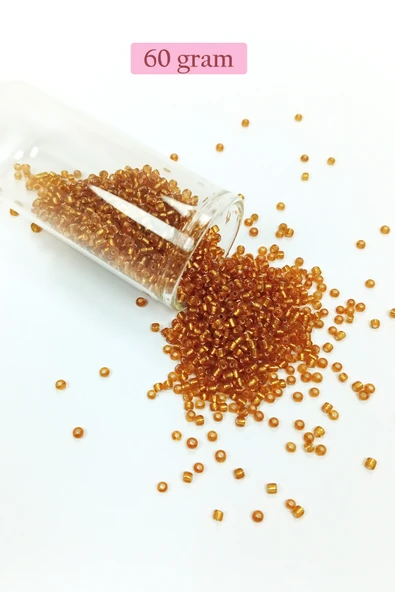 Dökme Cam Kum Boncuk (11/0) 2 mm - 60 Gram - Koyu Bal Rengi - BNC070