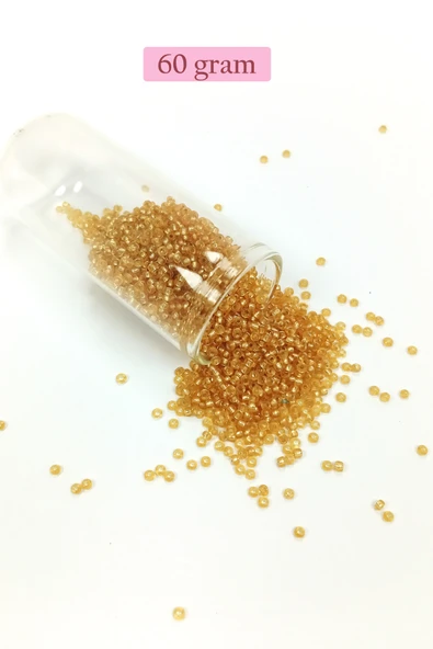 Dökme Cam Kum Boncuk (11/0) 2 mm - 60 Gram -  Şeffaf Altın - BNC062 - 1