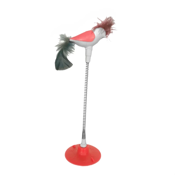 Markapet Vantuzlu Yaylı Kuşlu  Kedi Oyuncağı 30 cm Turuncu