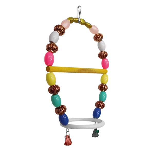 Markapet Renkli Boncuklu Oval Halkalı Papağan Salıncağı 15 cm-23 cm - Resim 8