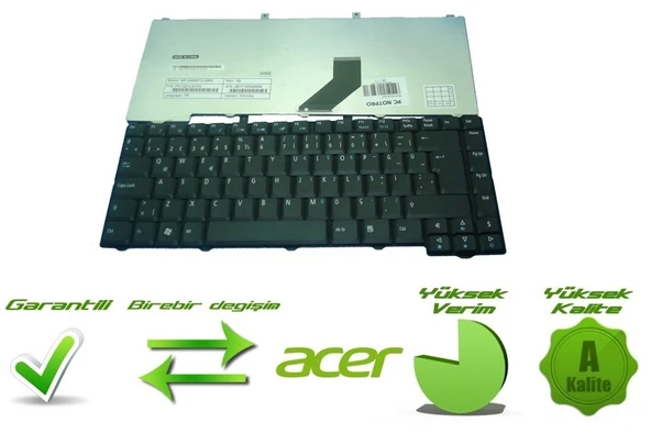 Acer Aspire 3100, 3650, 3690, 5100, 5110, 5610, 5630, 5650, 5680, 9110, 9120 Klavye Siyah TR NSK-H350T