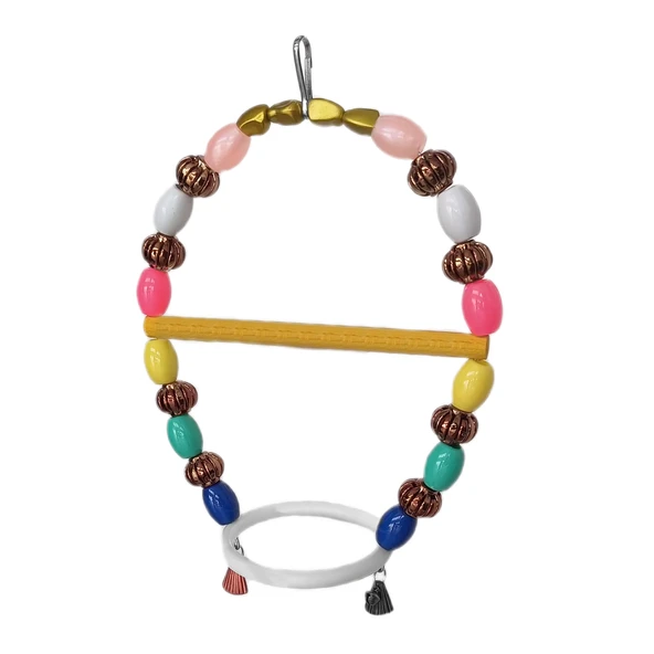 Markapet Renkli Boncuklu Oval Halkalı Papağan Salıncağı 15 cm-23 cm - Resim 4