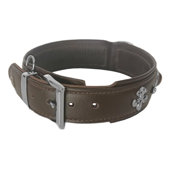 Markapet Deri Doğal Taşlı Köpek Boyun Tasması 44-50 cm Medium Kahverengi - 8